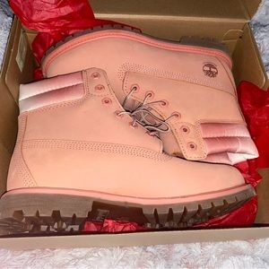 Pink Timberland Combat Boots